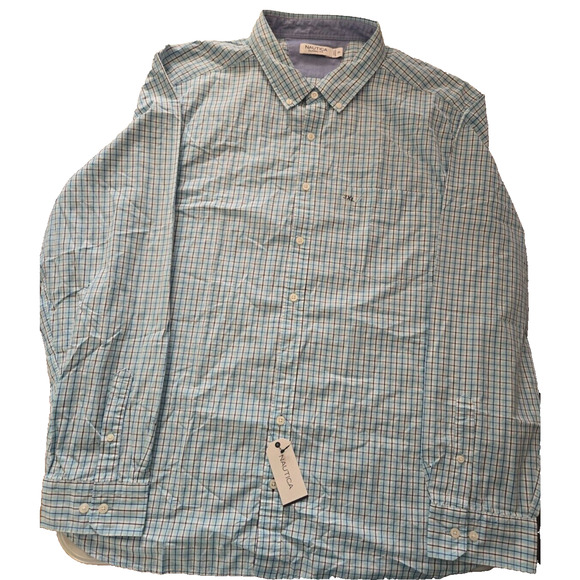NAUTICA Mens Oxford Blue Plaid Classic Fit Button Down Shirt 3XL RN67835 - Picture 1 of 12